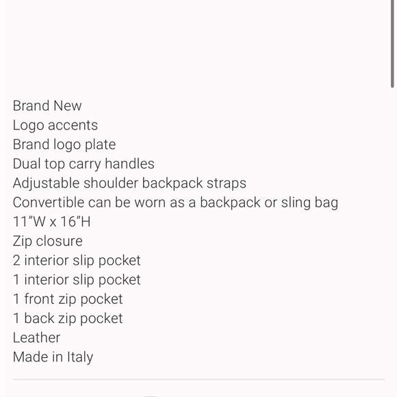 Made In Italy Leather Sling Backpack From Valentina Medium Size - Picture 11 of 11